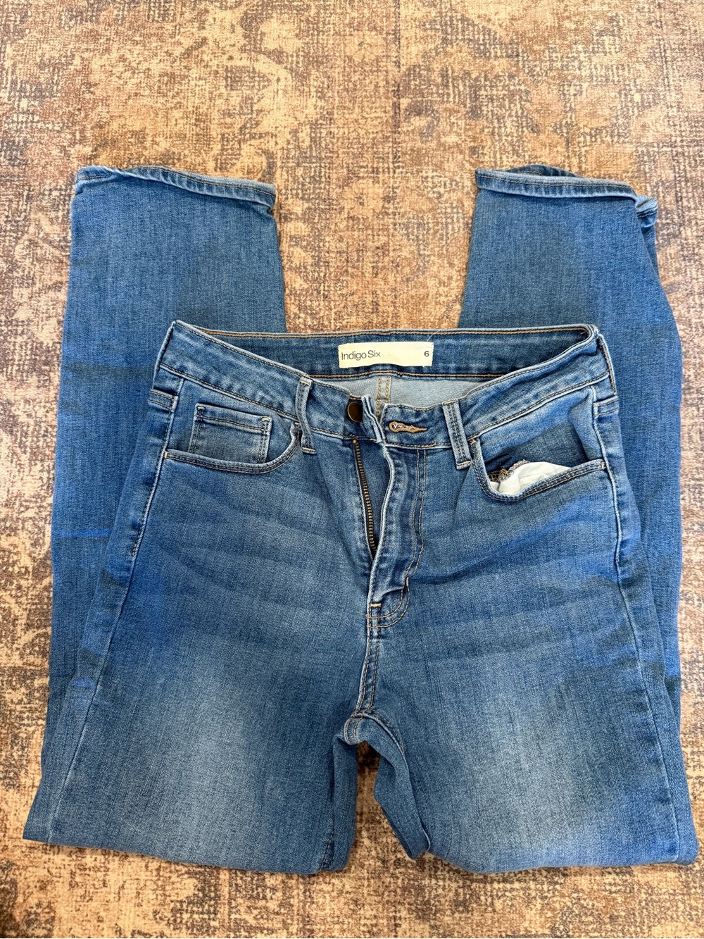 Indigo Stretch Skinny Jeans in Medium Blue Wash